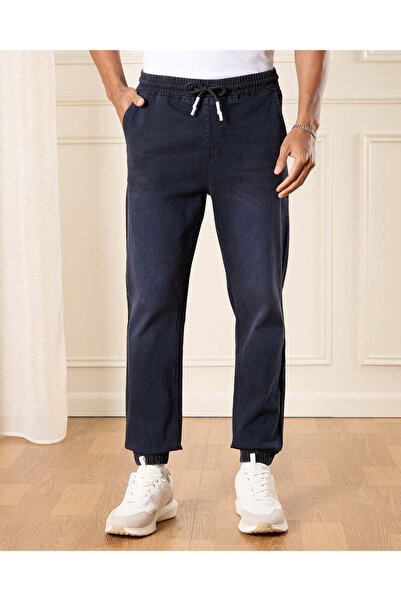 REDTAG Men Navy Plain Basic Jogger