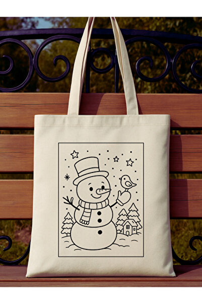 Cemira Boyama Çanta Kardan Adam Yeniyıl Bez Çanta Boyanabilir Anaokulu Çocuk Etkinlik Boyama