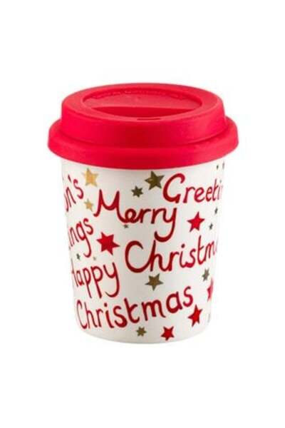 SHOPIENS Cana de Crăciun New Bone white „Greetings” cu capac din silicon 250 ml