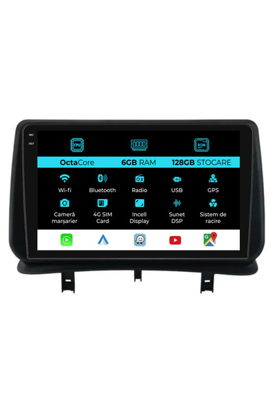 OEM Navigatie Android Dedicata Renault Clio 3 (2005-2014), 9Inch, 6Gb Ram, 12...