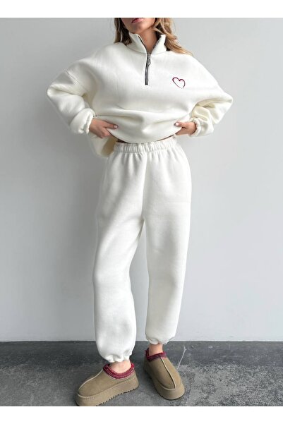 Elia Swimwear Women's Tracksuit With Embroidered Heart White Igi