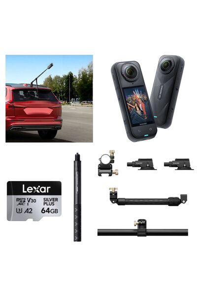 Insta360 X5 Aksiyon Kamerası - Racing Araç Kit 64 GB