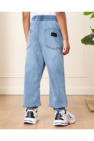 REDTAG Boys Blue Dotted Pull-on Jeans