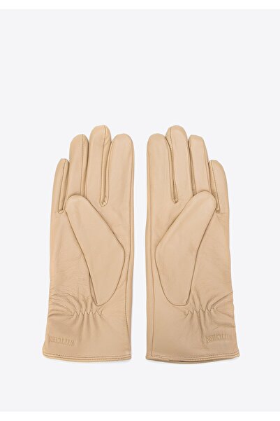 Wittchen Mănuși de piele pentru femei cu volane, bej, piele