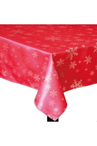SHOPIENS Christmas Tablecloth Red Gold with Snowflakes 140 x 220 cm