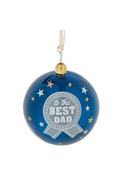 SHOPIENS Glob dublu de Crăciun albastru cu mesajul „Tatăl anului” Ø10 cm