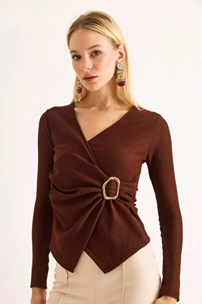 CİDDE Γυναικεία μπλούζα με μακριά μανίκια διπλό πέτο