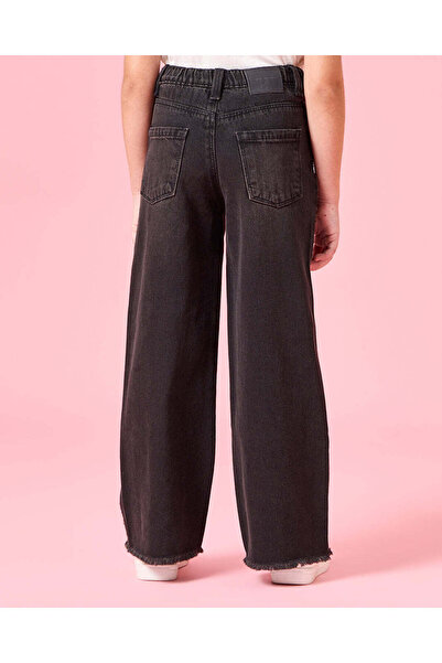 REDTAG Girls Black Wide leg Embellished With Studs Jeans