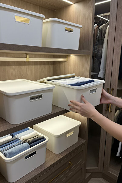 Kitchen Life منظم تخزين الملابس داخل الخزانة مكون من مظهر جلدي قطع مع غطاء - منظم