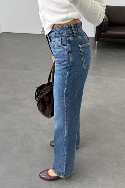 5in1Canpolat Dark Blue Straight Cut Mid Waist Jean 2750