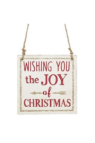 SHOPIENS Christmas Tree Ornament Wooden Plaque "WISHING YOU The JOY of CHRISTMAS" 10 x 10 cm