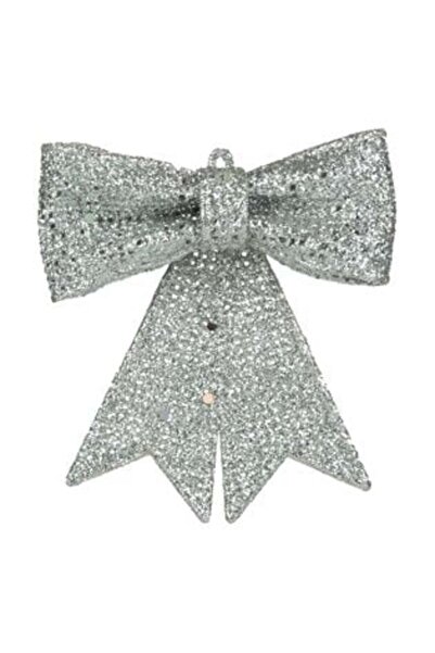 SHOPIENS Fundă decorativă de Crăciun argintie cu sclipici 10 cm