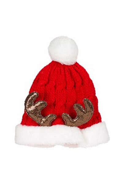 Silver Star Pălărie roșie de Crăciun cu coarne și blană din bronz cu sclipici