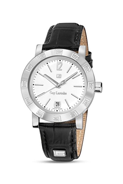 Guy Laroche Alex Watch for Men with Black Genuine Leather Strap 40 mm 5 Atm