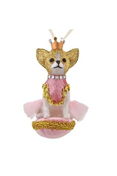 SHOPIENS Ornament de brad de Crăciun Balerina 3D cu sclipici roz-auriu 13 cm