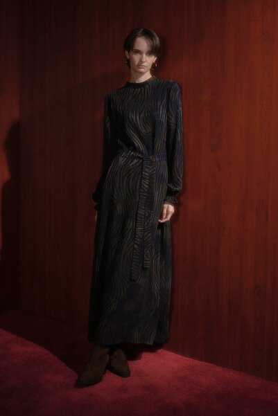 Nihan Jakarlı Bambu Elbise Siyah