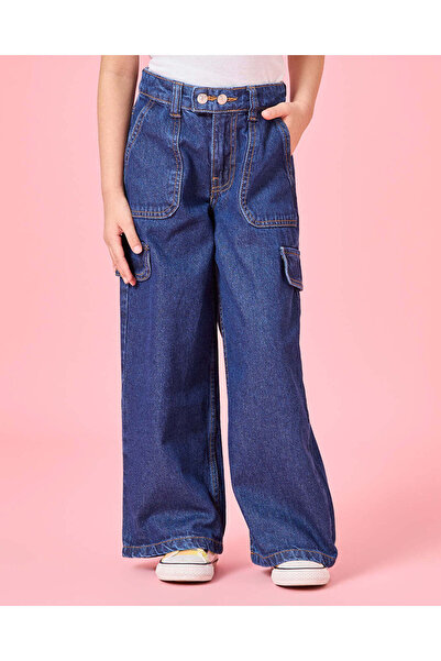 REDTAG Girls Blue Wide Leg Jeans