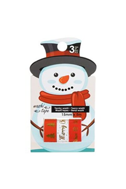 Silver Star Washi Tape Set Red & White with Pattern 5 m x 15 mm - 3 pcs