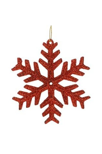SHOPIENS Χριστουγεννιάτικο Στολίδι Δέντρου με Χιονονιφάδα Κόκκινο Γκλίτερ 10 εκ.