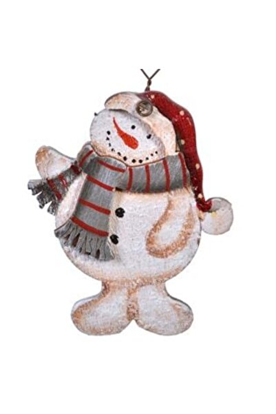 SHOPIENS Vintage Χριστουγεννιάτικο Στολίδι Δέντρου - Ξύλινος Χιονάνθρωπος 8 εκ.