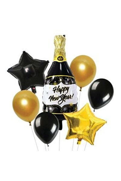 SHOPIENS Baloane folie petrecere de Crăciun – Sticlă de șampanie și stele (7 ...