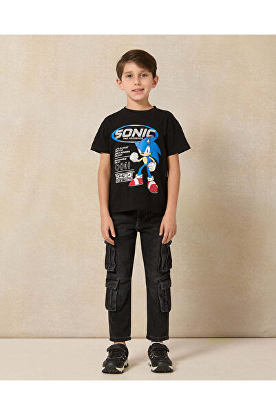 REDTAG Boys Junior Charcoal Cargo Pocket Jeans