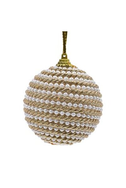 SHOPIENS Ornament de Crăciun pentru brad - Glob auriu din spumă cu șnur auriu...