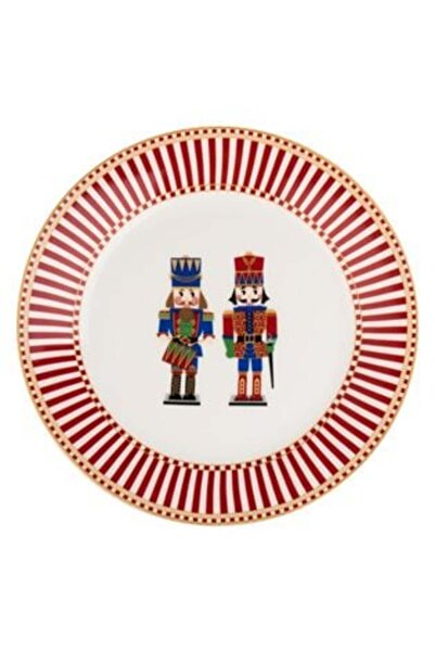 SHOPIENS Λευκό Χριστουγεννιάτικο Πορσελάνινο Πιάτο Καρυοθραύστης Ø19 εκ.