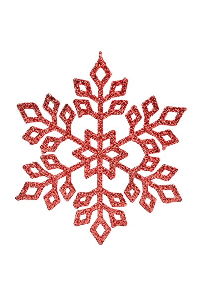 SHOPIENS Χριστουγεννιάτικο Στολίδι με Κόκκινο Γκλίτερ σε Σχέδιο Χιονονιφάδας ...