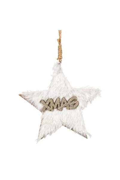 SHOPIENS Ornament de Crăciun pentru brad - Stea albă cu blană 12 cm