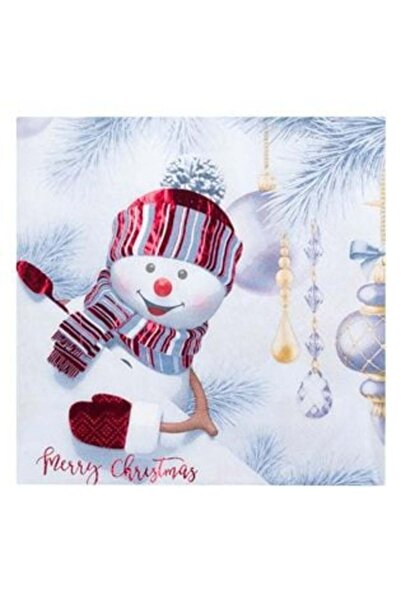 SHOPIENS Christmas Table Napkins - Snowman with Red Foil 33 x 33 cm - 20 pcs
