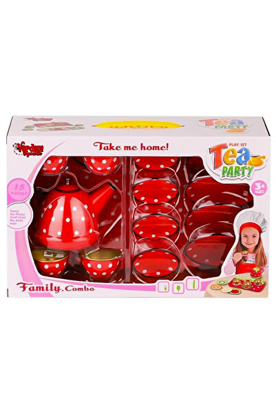 VARDEM OYUNCAK Vardem Polka Dot Metal Tea Set 15 Pieces Pink 2020C