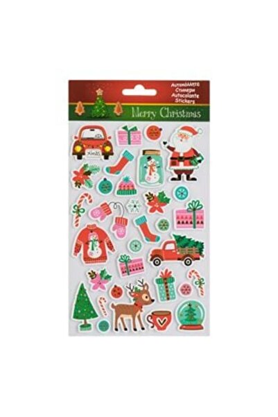 Jumbo Christmas Decorative Foam Stickers - Reindeer & Santa Sweater - 33 pcs