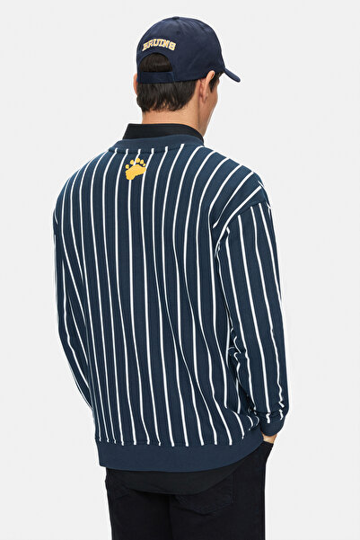 UCLA Ανδρικό φούτερ NELLY Navy Blue Crew Neck με τύπωμα oversized Fit