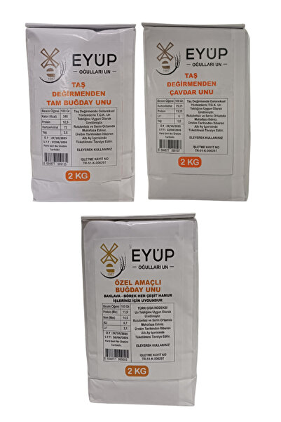 EYÜP OĞULLARI UN 3 Çeşit Un, Buğday Unu-Çavdar-Tam Buğday-