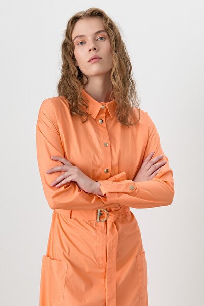 Nihan Kol Katlamalı Gömlek Pamuk Elbise Mango