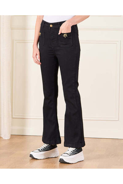 REDTAG بنطلون جينز أسود واسع الأرجل للفتيات الكبيرات