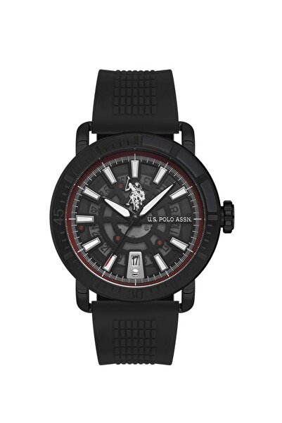 U.S. Polo Assn. 43mm Chronograph Men's Watch with Black Dial & Silicone Strap