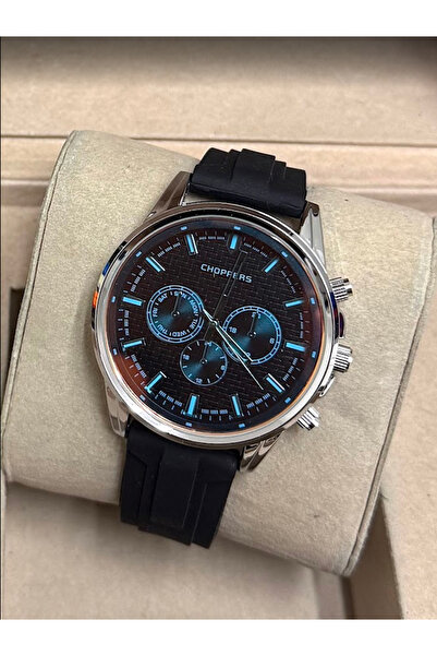 Choppers Stylish Vip Model Silver Color Metal Round Dial Men's Watch with Black Color Silicone Band |   Sporty and Stylish