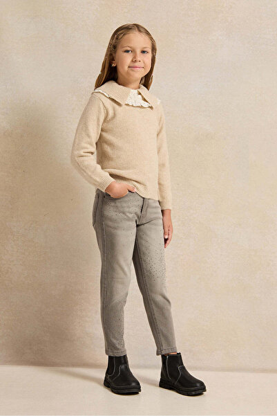 REDTAG Girls Grey Embellished Denim Jeans