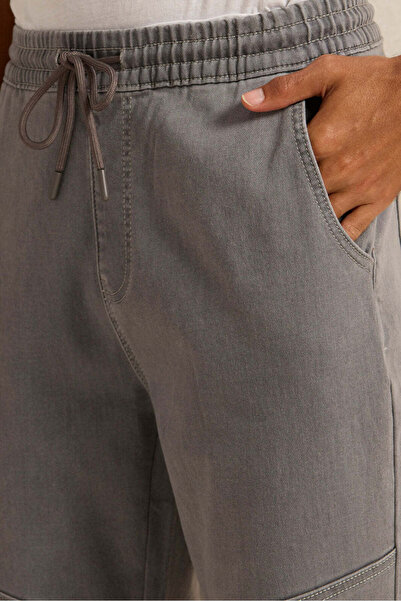REDTAG Men Grey Denim Joggers