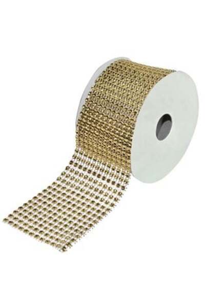 SHOPIENS Panglica Decorativa Brad de Craciun Bej Sampanie cu Strass - 4 m x 6...