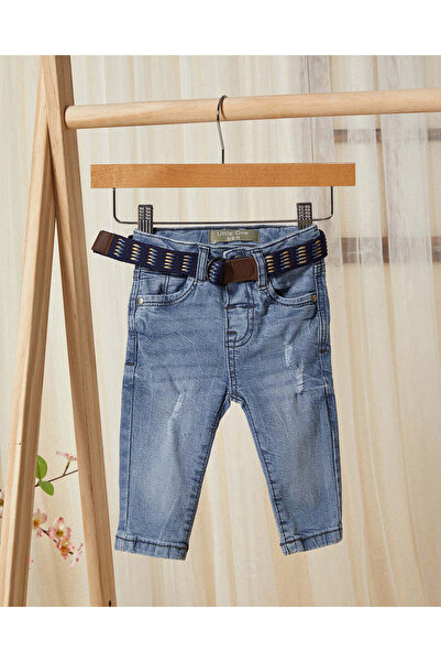 REDTAG Infant Boys Blue Belted Jeans