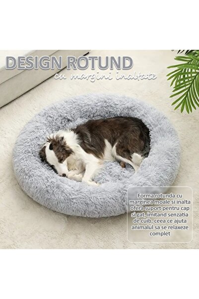NEXTLY Luxury Pet Bed, Small & Medium Size, Plush Synthetic Fur, Elevated Rim, Grey
