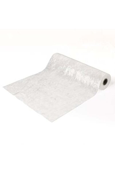 SHOPIENS Material decorativ de Crăciun, catifea albă, iridescentă, 5 m x 28 cm