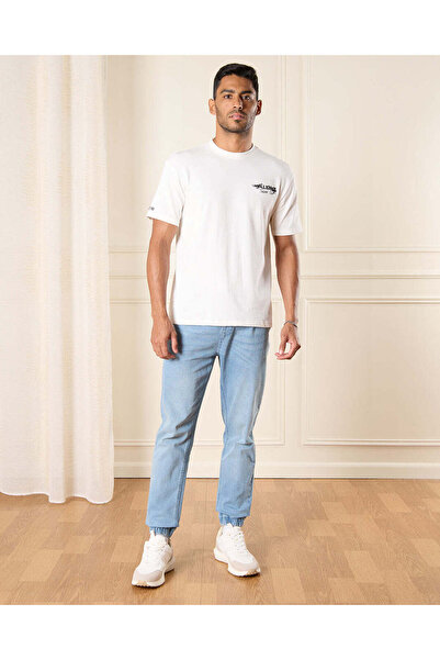 REDTAG Men Blue Plain Basic Jogger