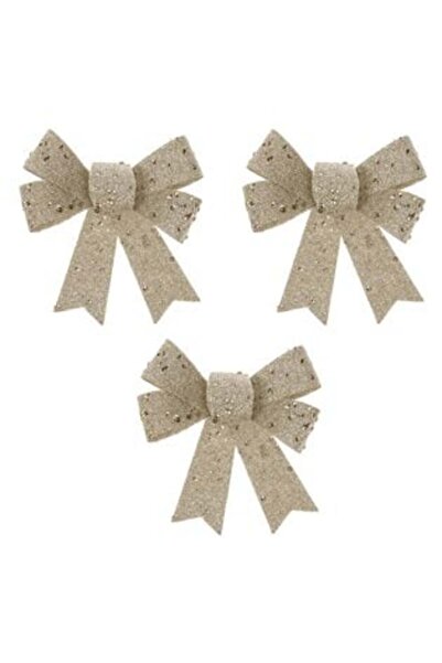 SHOPIENS Funde decorative de Crăciun bej șampanie cu sclipici și paiete 12 cm...