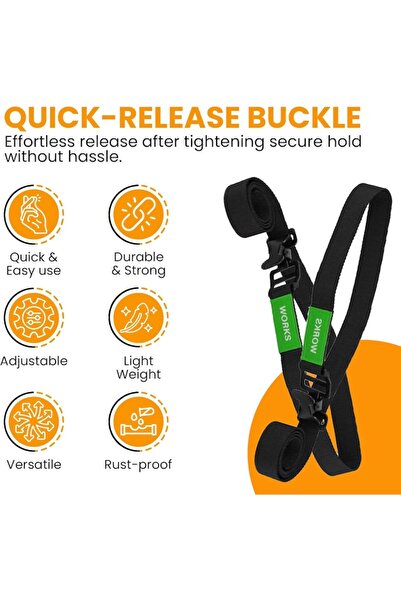 FONIX StrapGuard – Adjustable Metal-Buckle Fixing Straps, 109 x 2.5 cm, Durable Textile, Green