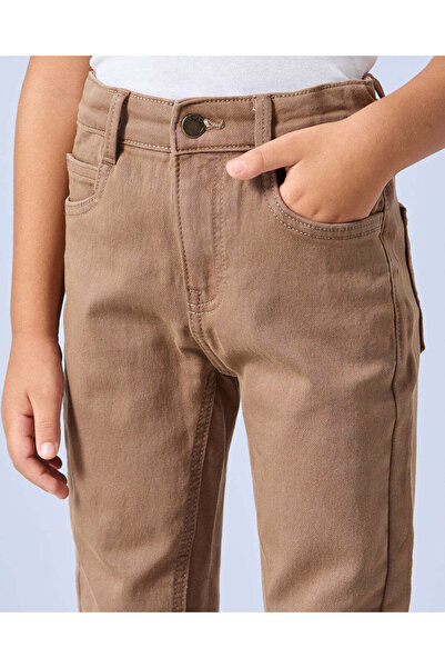 REDTAG Boys Brown Solid Knitted Jeans