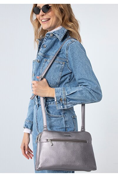 Wittchen Geantă de damă din piele, cu două compartimente, argintie, piele